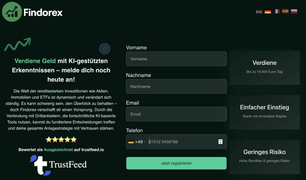 Forex German home page screenshot